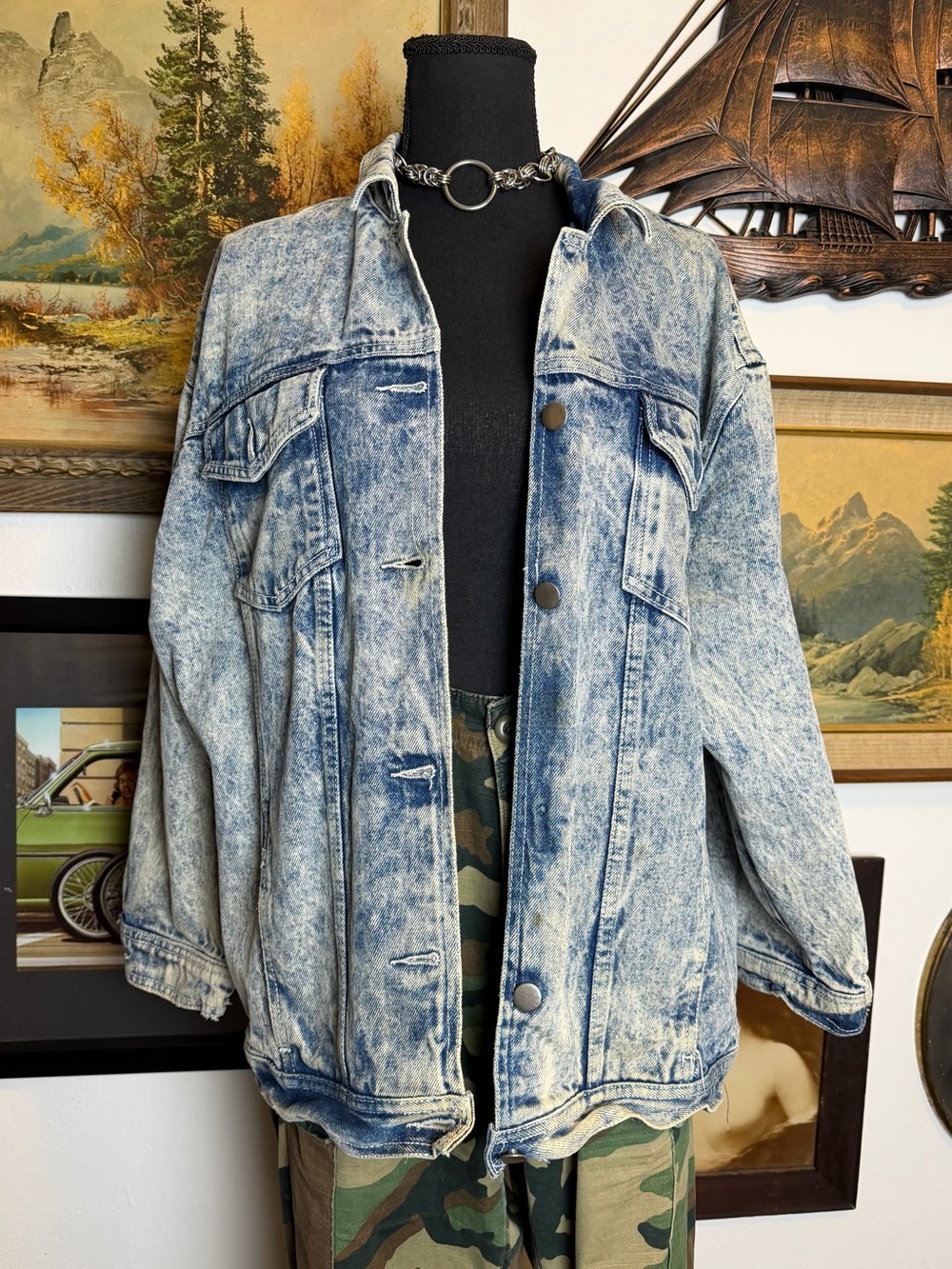 Vintage 1980s SEARS Acid Wash Levis Trucker Jacket Men's L